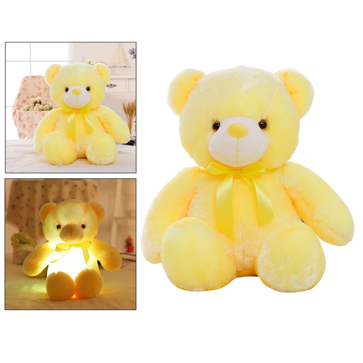 Creative Teddy Bear Plush Toy Light Up LED Glowing Teddy Yellow-30cm
