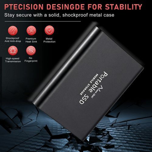 USB 3.1 High-Speed Mobile Hard Disk Portable Hard Drive SSD Solid State Drive-black-100*29.5*9mm