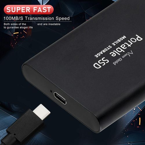 USB 3.1 High-Speed Mobile Hard Disk Portable Hard Drive SSD Solid State Drive-black-100*29.5*9mm
