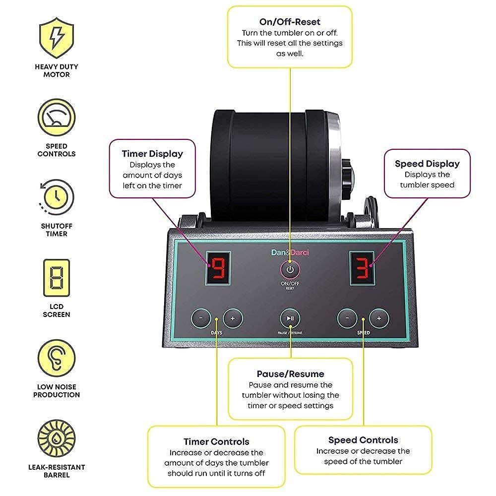 Advanced Professional Rock Tumbler Kit - With Digital 9-Day Polishing Timer, 3 Speed Settings