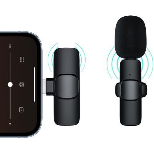 Plug&Play K8 Wireless Lavalier Microphone For IPhone, Type C,IPad, Lapel Clip-on Mini Wireless Mic For TikTok Vlog YouTube, Facebook Live Stream, Auto-syncs Microphone (NO APP Or Bluetooth)