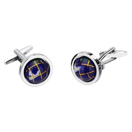 Globe Design Novelty Blue Ball Cufflinks For Men's French Shirt Cuff Links Fashion Men Personality Jewelry Wedding Gift