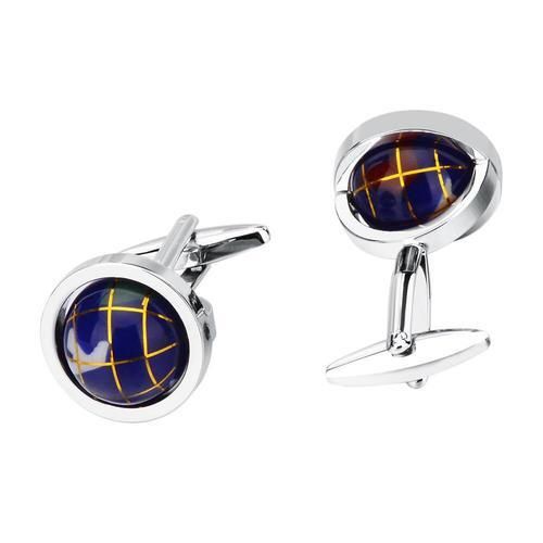Globe Design Novelty Blue Ball Cufflinks For Men's French Shirt Cuff Links Fashion Men Personality Jewelry Wedding Gift