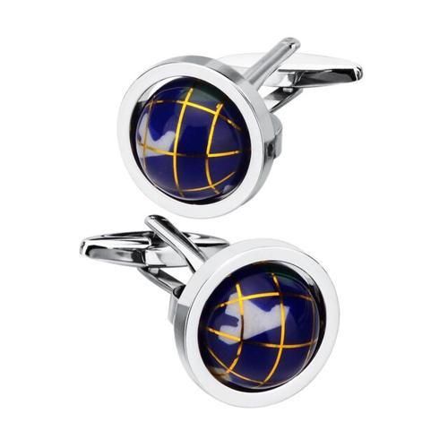 Globe Design Novelty Blue Ball Cufflinks For Men's French Shirt Cuff Links Fashion Men Personality Jewelry Wedding Gift