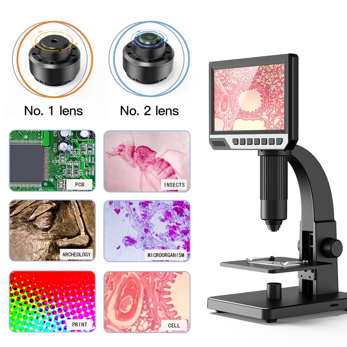 LED Microscope 2000X Sensitive Microscope Black
