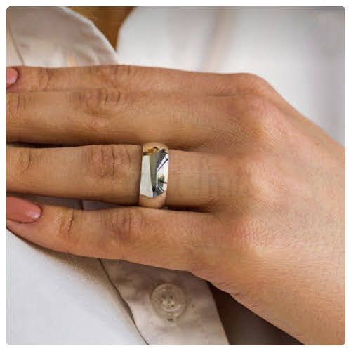 2pc. Couple's 8mm Width Stainless Steel Silver Tone Wedding Ring Band