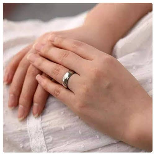 2pc. Couple's 8mm Width Stainless Steel Silver Tone Wedding Ring Band
