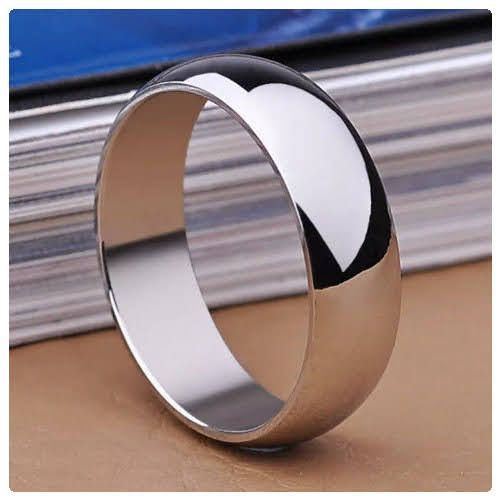 2pc. Couple's 8mm Width Stainless Steel Silver Tone Wedding Ring Band