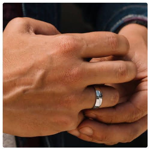 2pc. Couple's 8mm Width Stainless Steel Silver Tone Wedding Ring Band