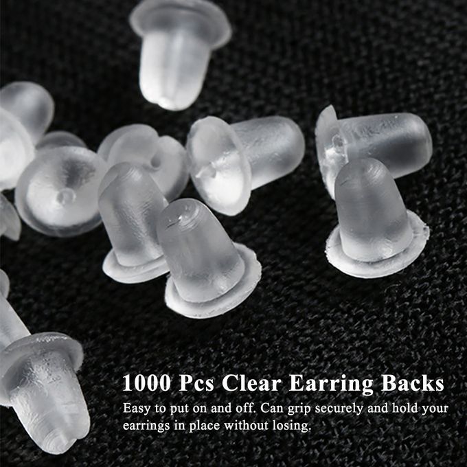 1000 Pcs Clear Earring Backs Safety Silicone Bullet Earring