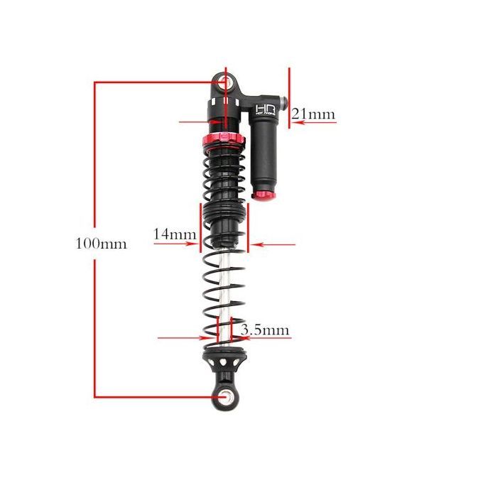 The Old Tree TOPACC 1 Set Hot Racing TD100RV02 Aluminum 100mm Piggyback Shock Absorber W/ Adjustable Rebound