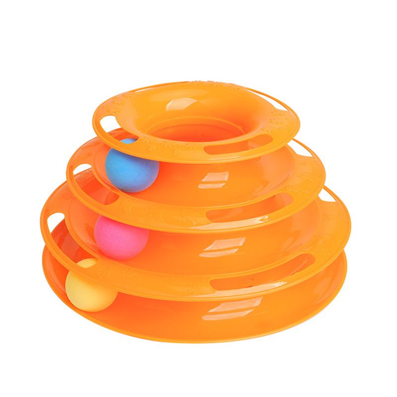 Interactive Tower Cat Toy Turntable Roller Balls Toys