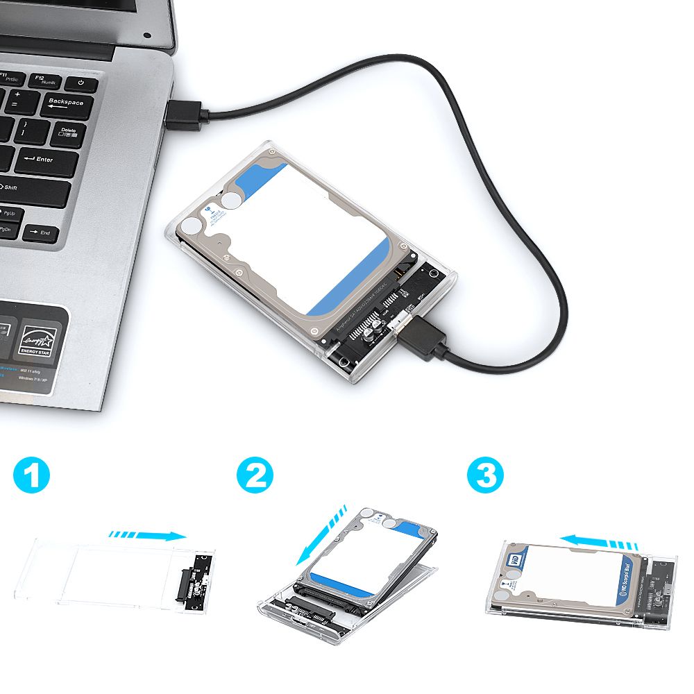 USB 3.0 External Hard Drive Enclosure USB 3.0 Transparent