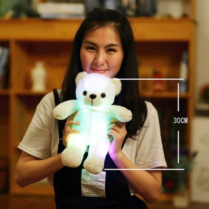 Teddy Bear Stuffed Animal Big Pink Light Up Led White-30cm
