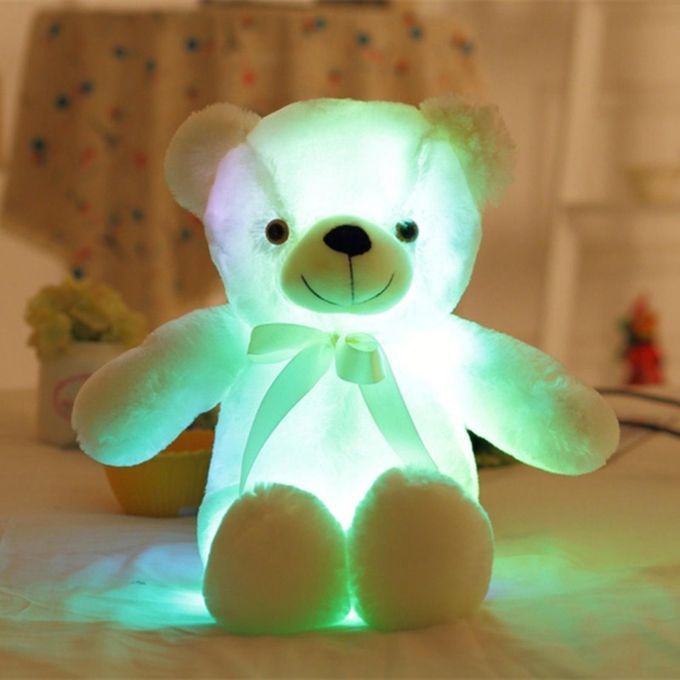 Teddy Bear Stuffed Animal Big Pink Light Up Led White-30cm