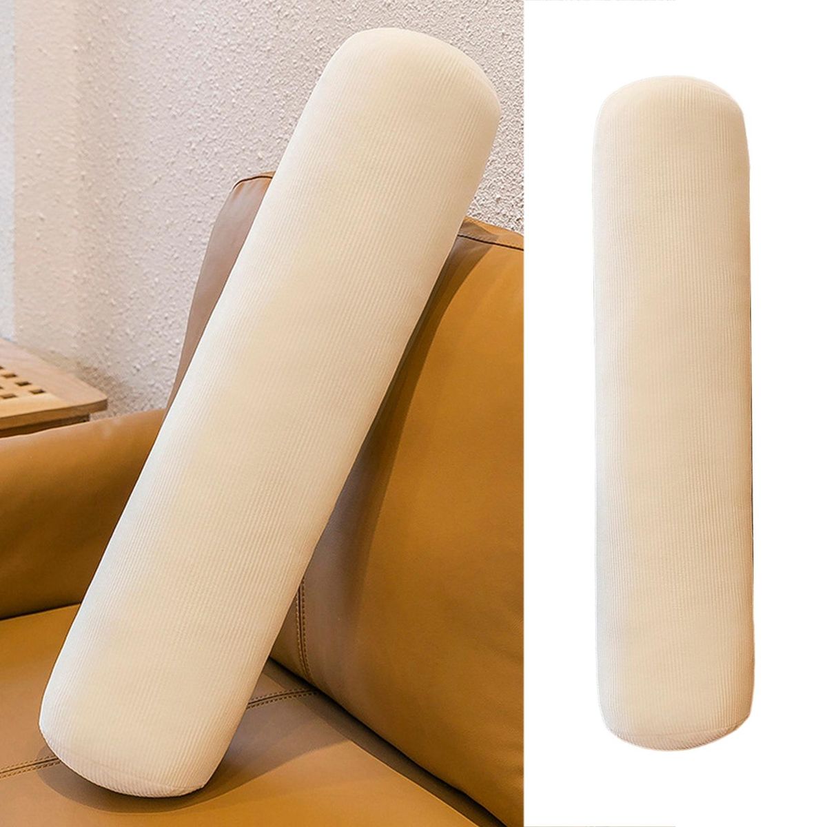 Sofa Plush Cushion Plush Cylindrical Throw Pillow Stuffed Toy White