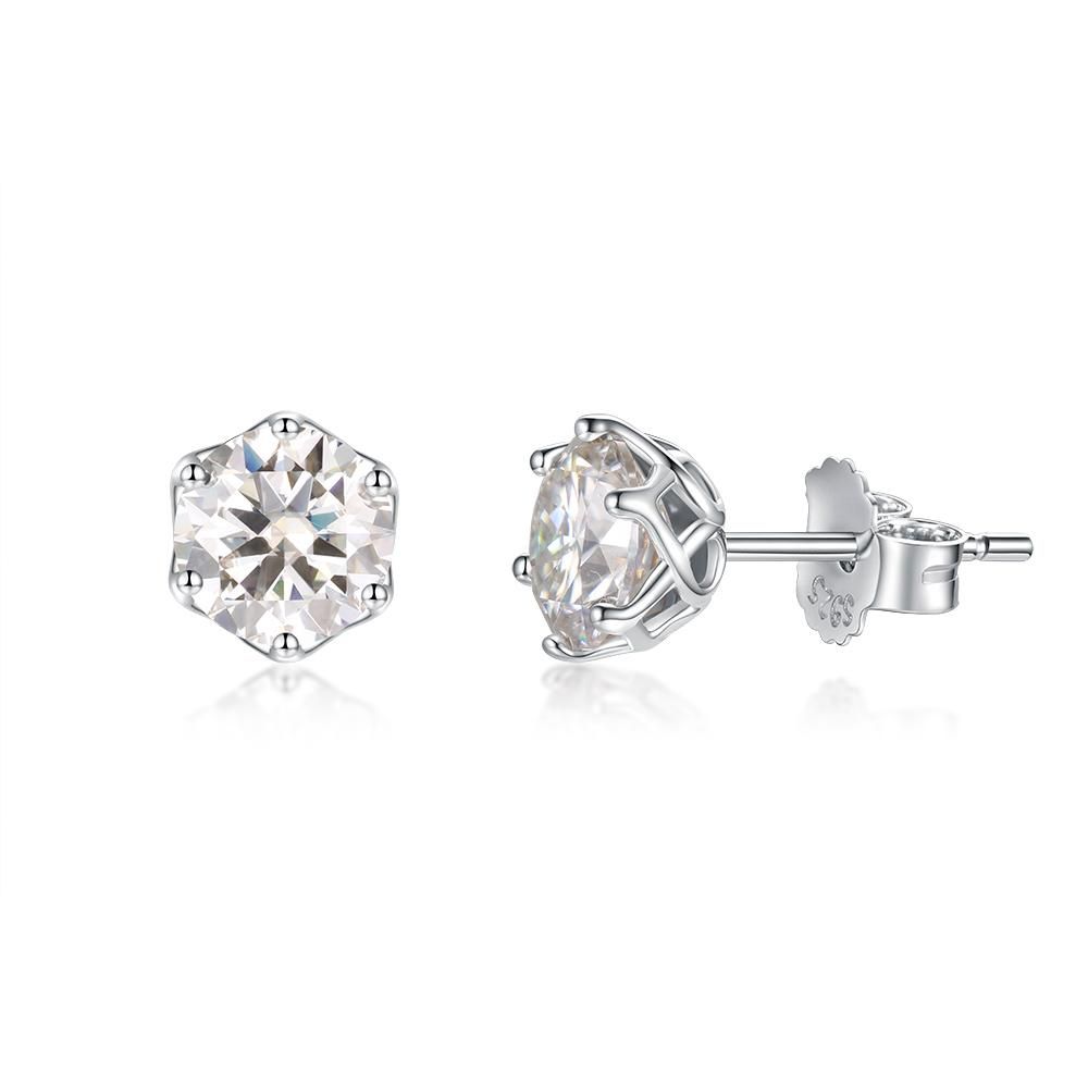 Wong Rain 925 Sterling Silver Round Cut 2CT Real Moissanite Diamonds Wedding Engagement Studs Earrings Fine Jewelry With GRA