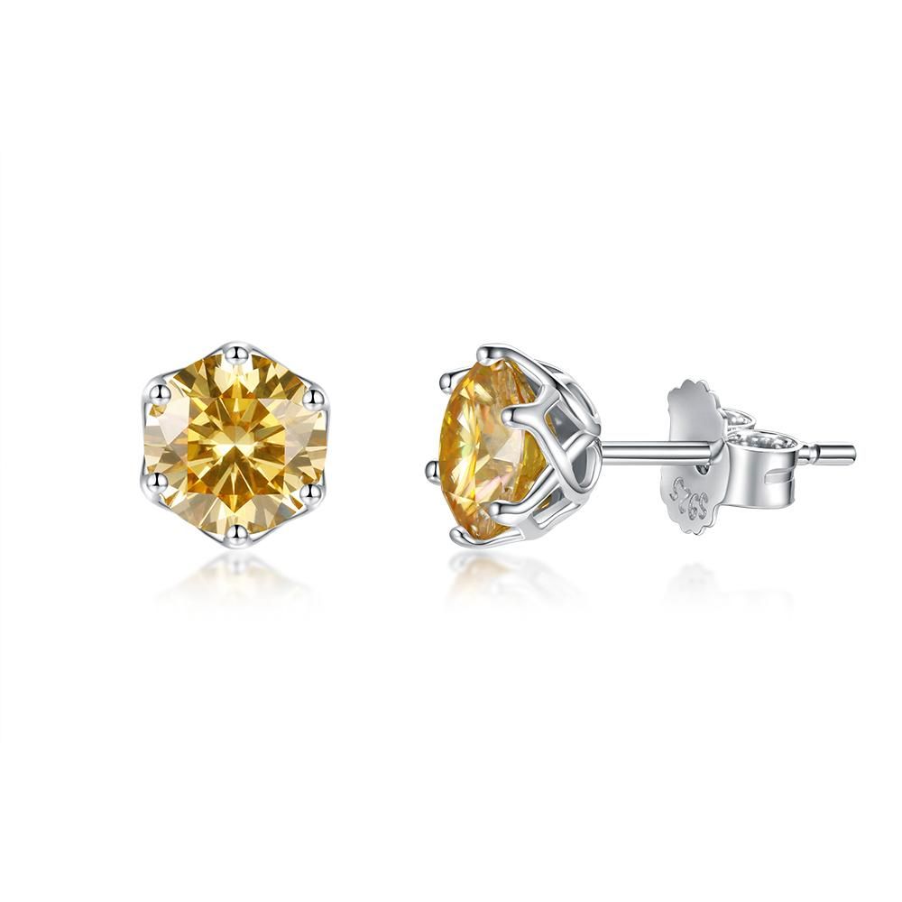 Wong Rain 925 Sterling Silver Round Cut 2CT Real Moissanite Diamonds Wedding Engagement Studs Earrings Fine Jewelry With GRA