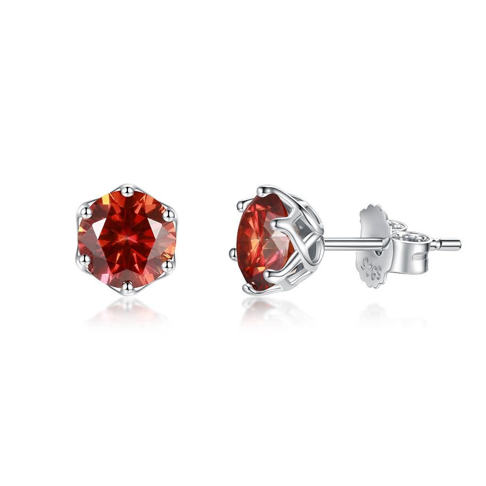 Wong Rain 925 Sterling Silver Round Cut 2CT Real Moissanite Diamonds Wedding Engagement Studs Earrings Fine Jewelry With GRA