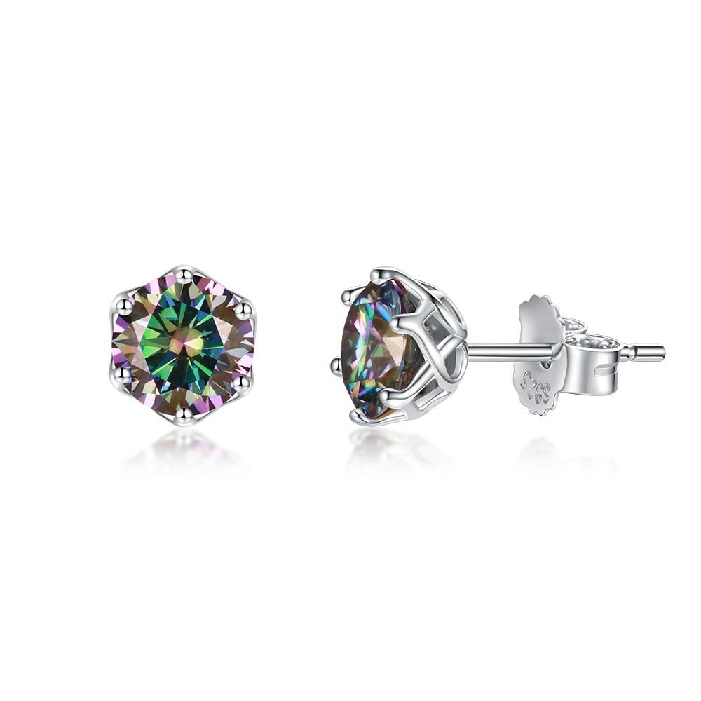 Wong Rain 925 Sterling Silver Round Cut 2CT Real Moissanite Diamonds Wedding Engagement Studs Earrings Fine Jewelry With GRA