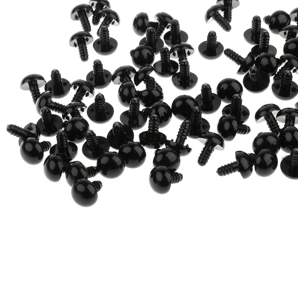 200x 10mm 12mm Black Plastic Safety Eyes Amigurumi Toy Teddy Bear DIY