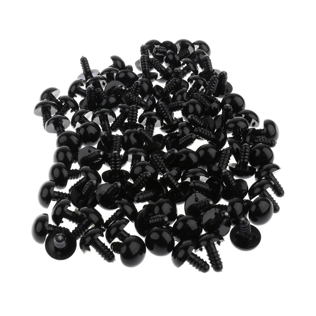 200x 10mm 12mm Black Plastic Safety Eyes Amigurumi Toy Teddy Bear DIY