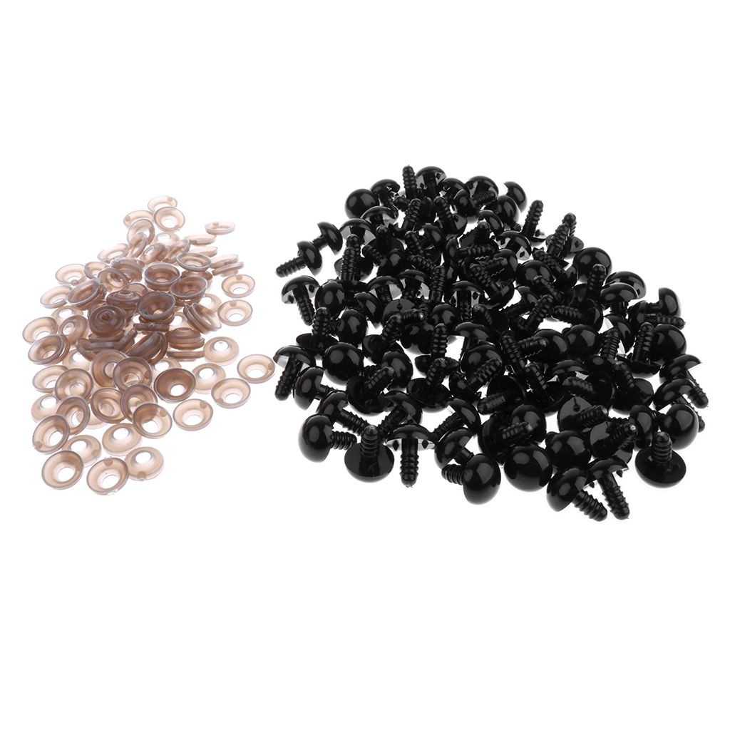 200x 10mm 12mm Black Plastic Safety Eyes Amigurumi Toy Teddy Bear DIY