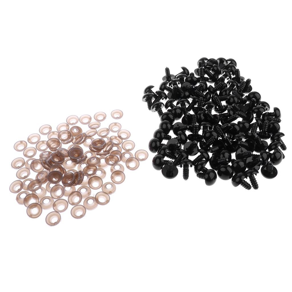 200x 10mm 12mm Black Plastic Safety Eyes Amigurumi Toy Teddy Bear DIY