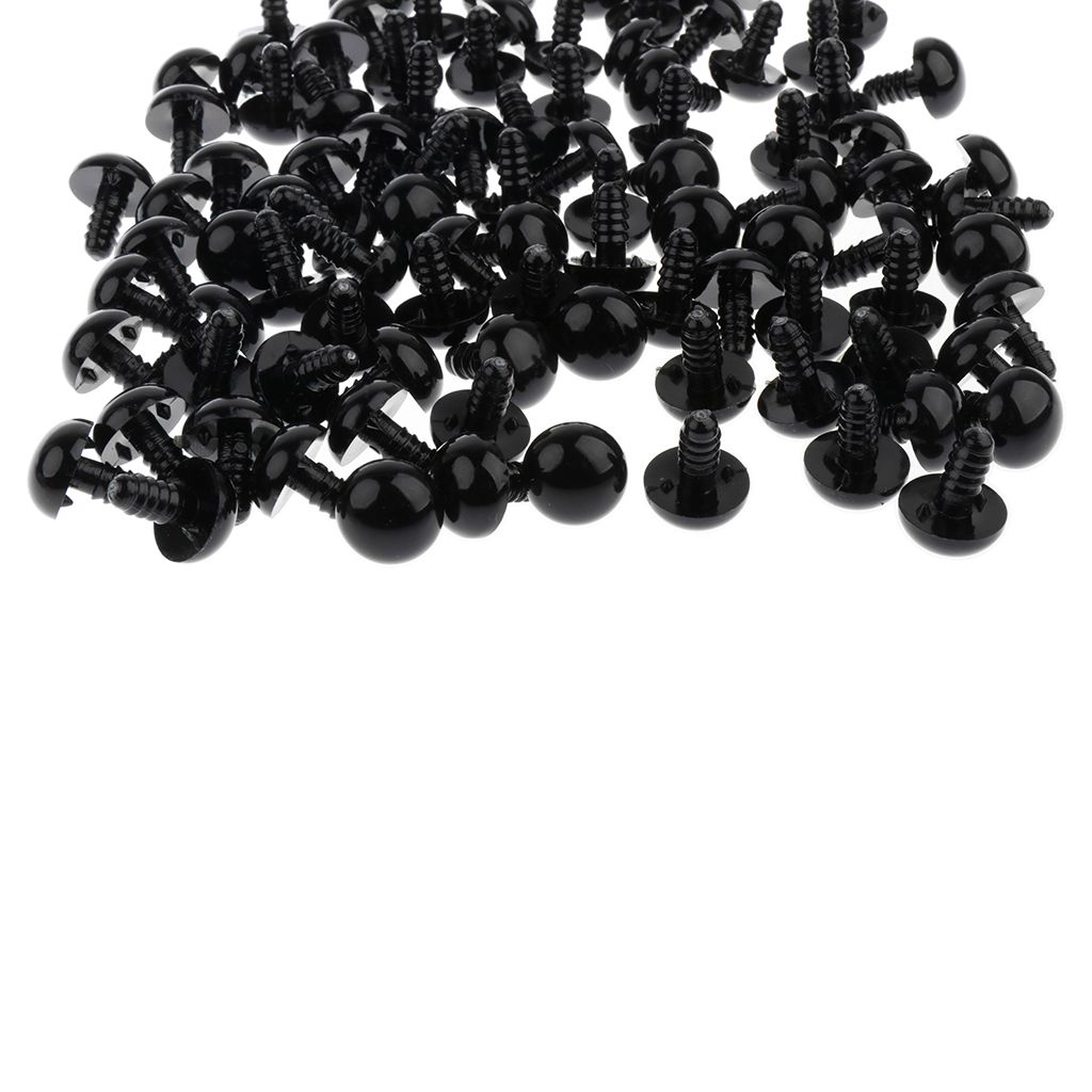 200x 10mm 12mm Black Plastic Safety Eyes Amigurumi Toy Teddy Bear DIY