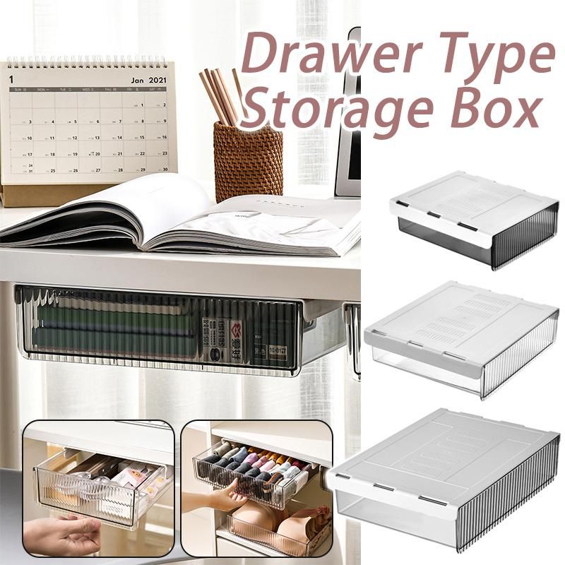 High Capacity S-adhesive Pencil Tray Under Desk Drawer Storage Box  Organizer Stand for Office Home Storage Cabinet