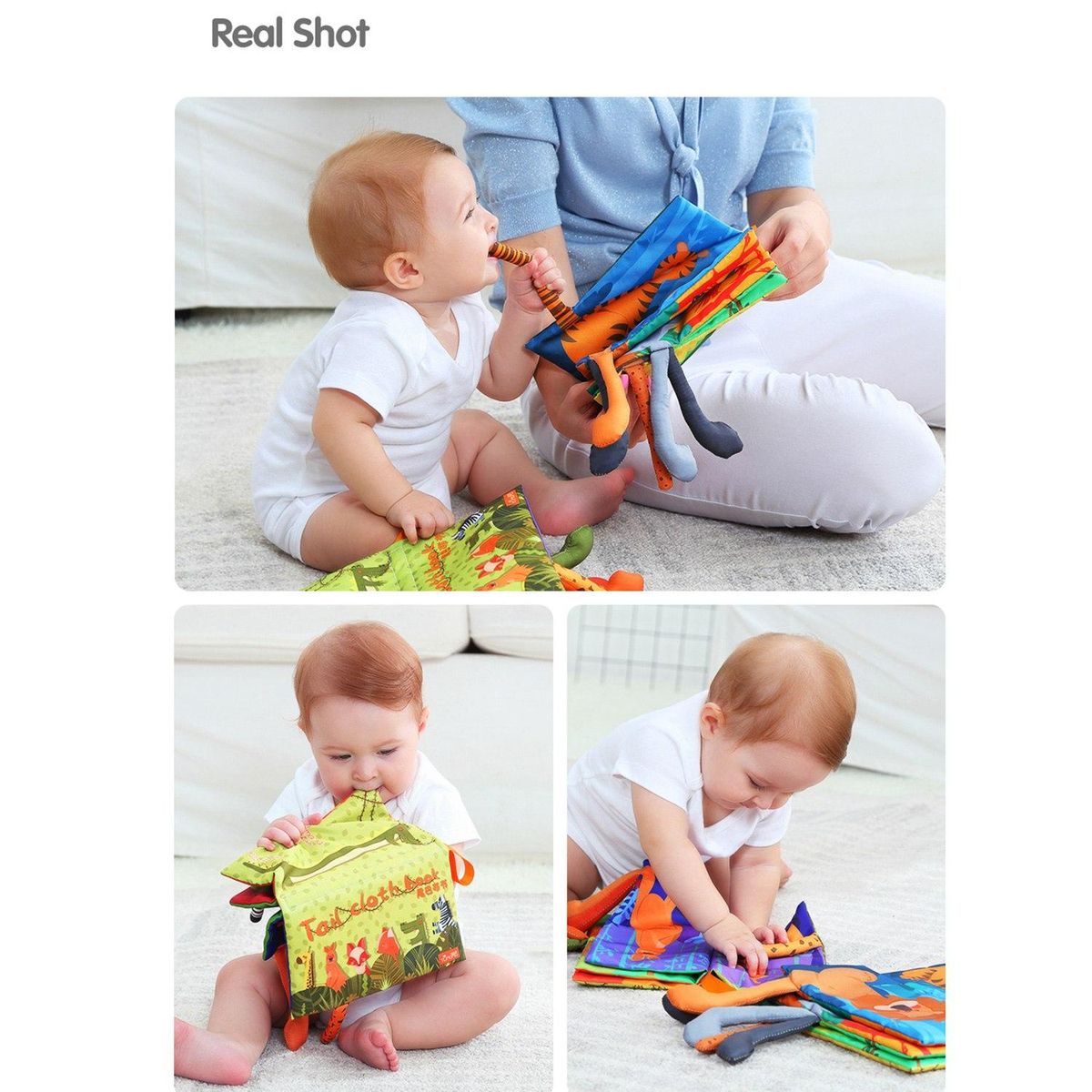 TUMAMA Baby Rattles Mobiles Toy Soft Animal Tails Cloth Book Newborn Stroller Hanging Toy Baby Early Learning Educational Toys Green