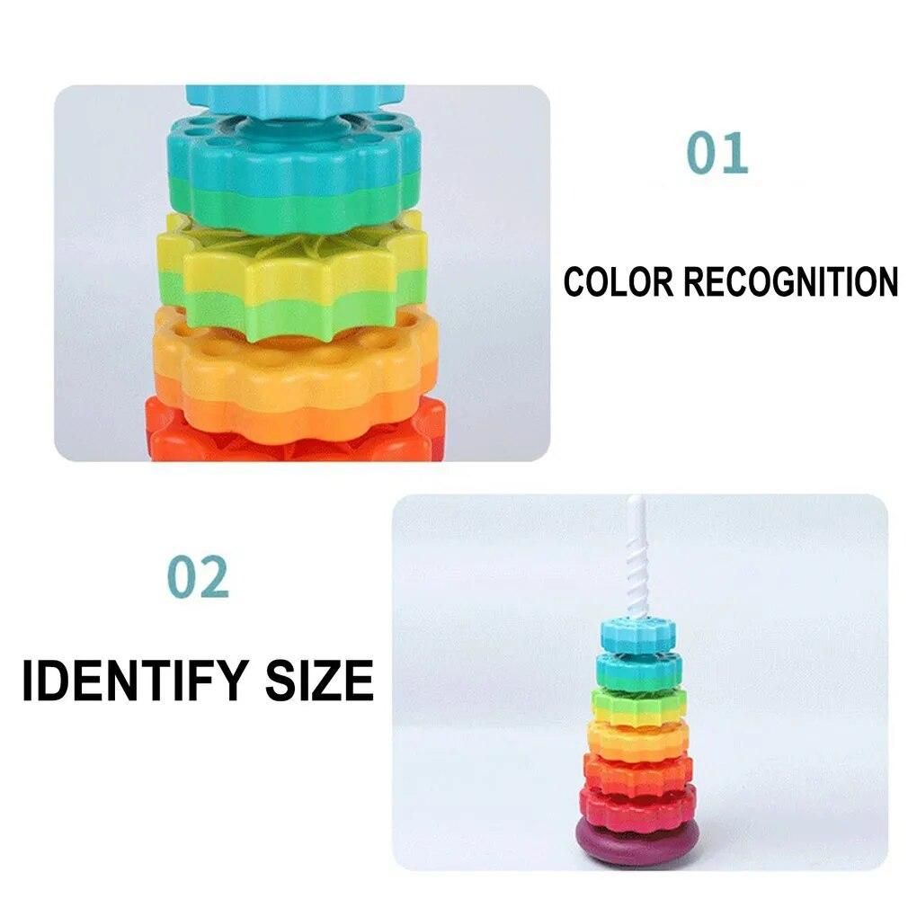 Rainbow tower 2021 New Popular Baby Stack Toy Color Spin Tower In Big Size High Quality Gift For Kids Boy And Girl