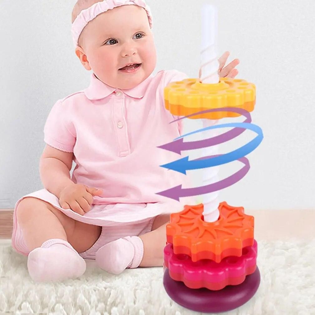 Rainbow tower 2021 New Popular Baby Stack Toy Color Spin Tower In Big Size High Quality Gift For Kids Boy And Girl