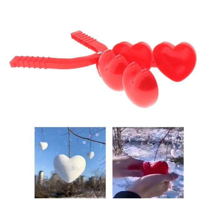 Heart/Snowman Shaped Snowball Maker Clip Winter Sand Ball Mold Heart