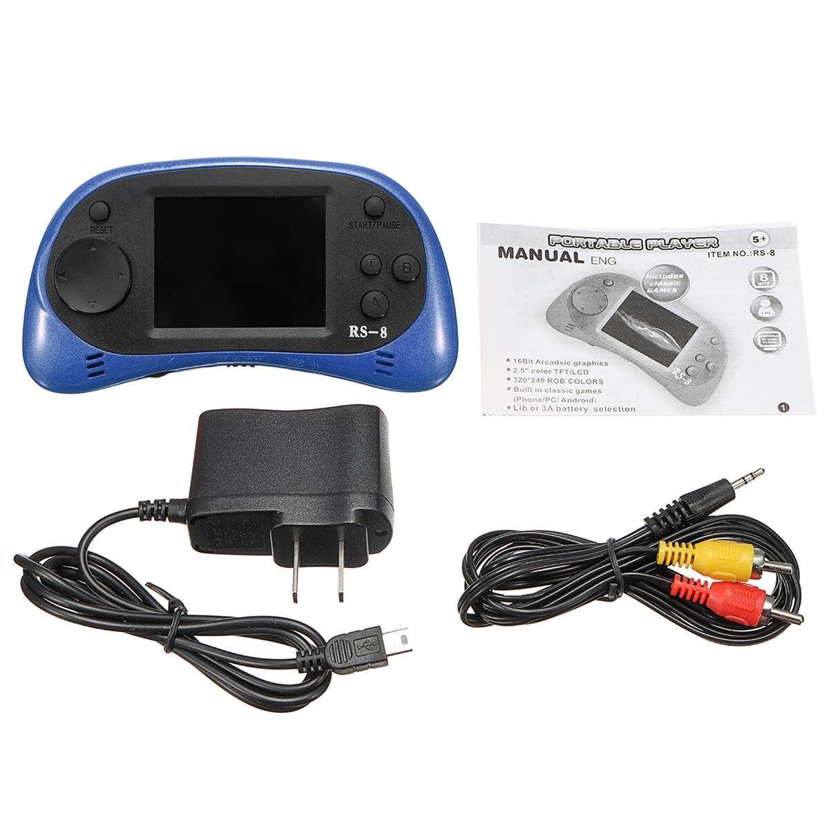 Game Console Portable Rechargeable Player 260 In 1 Games For Kids 2.5” Screen (Blue) Blue