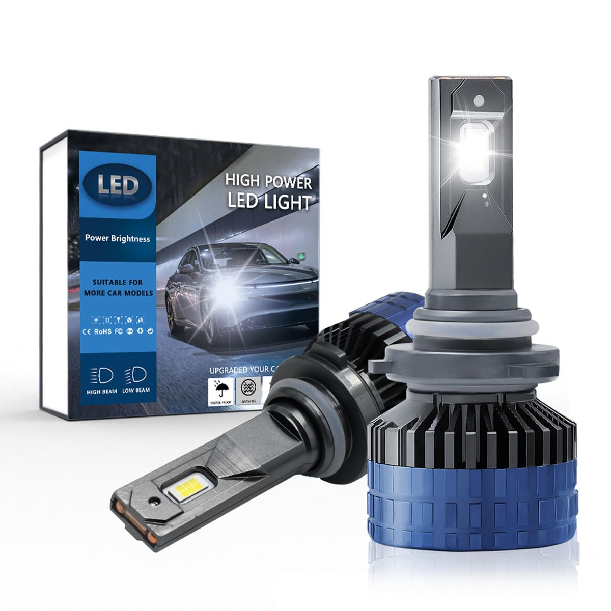P10 9006/HB4 LED Headlight Bulbs IP68 Waterproof Car LED Headlight Bulbs 6000K 300W 36000LM Bright LED Headlights 2pcs