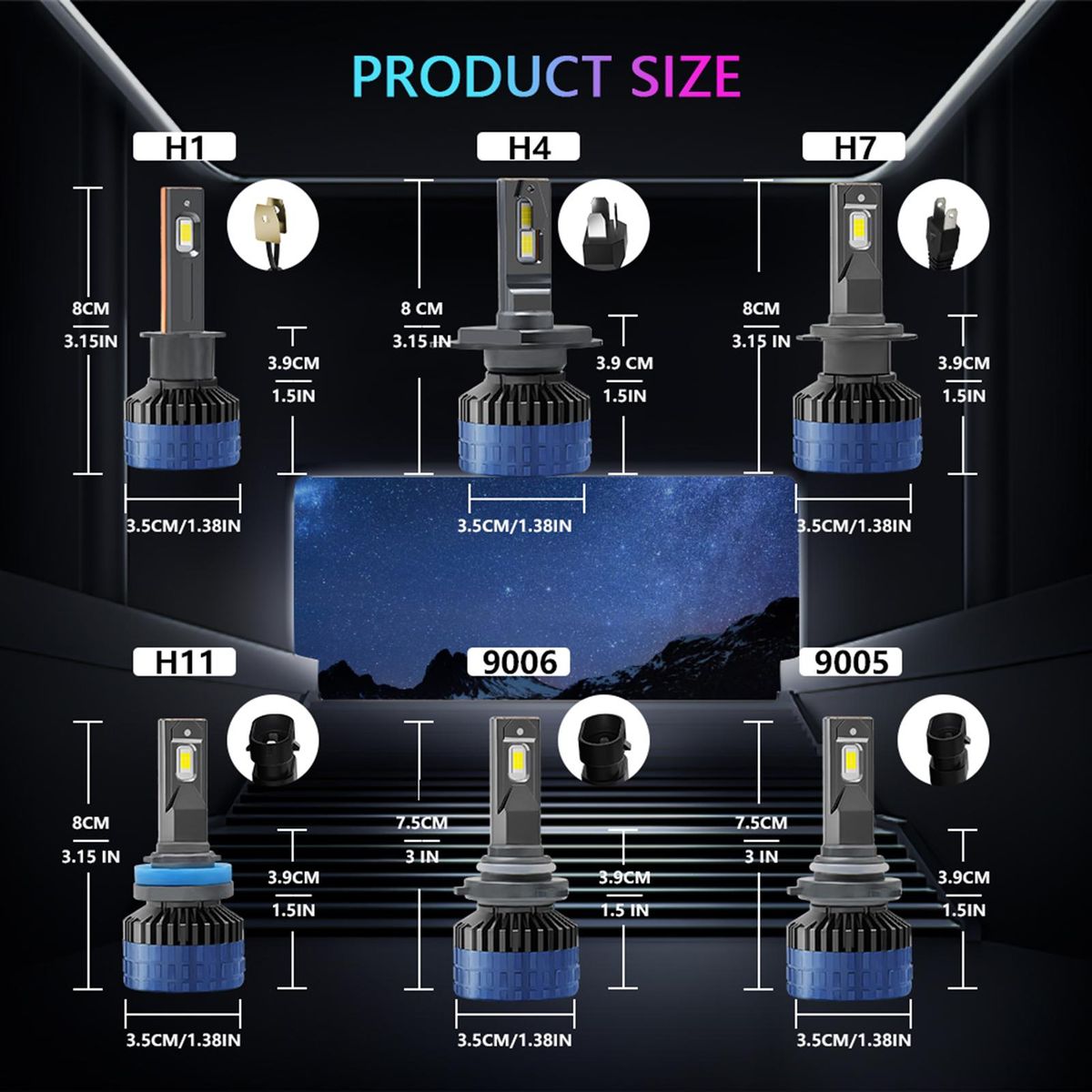 P10 9006/HB4 LED Headlight Bulbs IP68 Waterproof Car LED Headlight Bulbs 6000K 300W 36000LM Bright LED Headlights 2pcs
