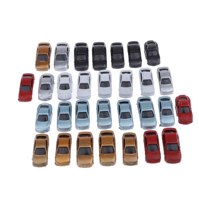 30pcs Painted Model Cars 1:100 HO Buildings Parking Train Scenery