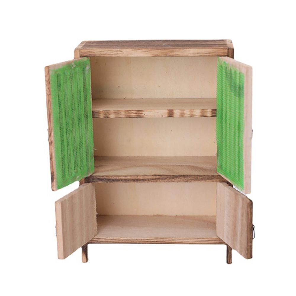 1/12 DollHouse Miniature Kitchen Retro Wooden Cupboard Dollhouse Ornaments Accessories