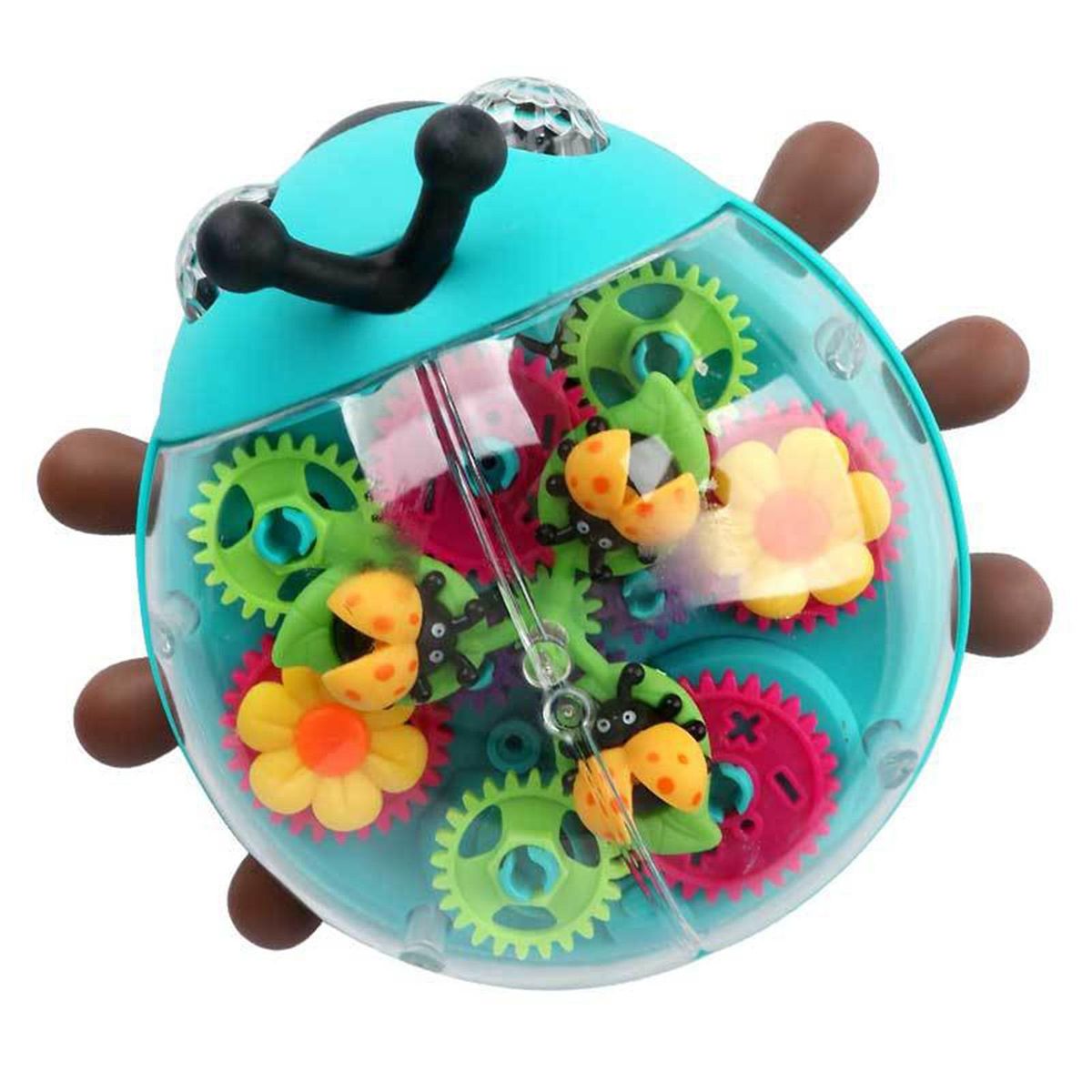 Cartoon Gear Toy Multicolored Ladybug Gear Toy with Flashing for Kids Blue
