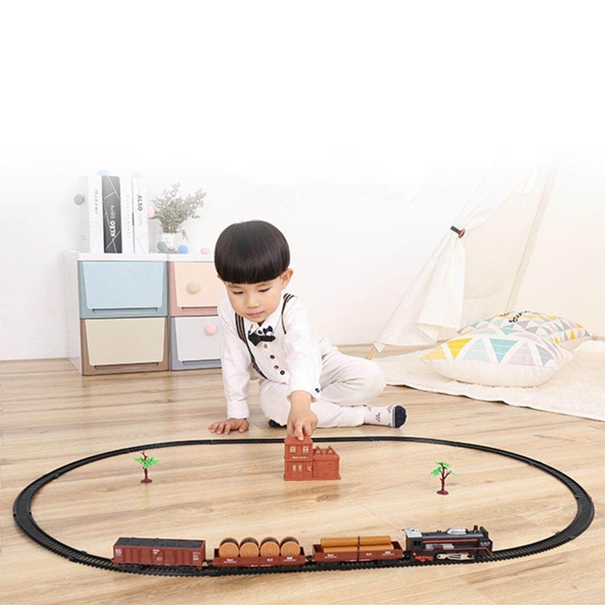 Electric Plastic Classic Toy Train Kit Track Education Model Kids Christmas Gift
