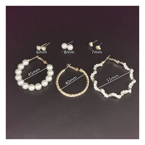 6 In 1 Set Of Hoops,Studs & Pearl Mix Shape  Classy Earrings For Babes Gift Idea