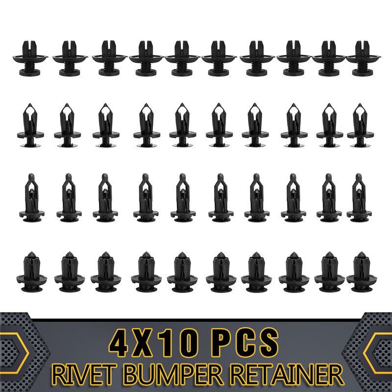 (Universal-4X10kind) 40pcs/bag Plastic Car Door Trim Clip Rivet Screw Bumper Panel Push Fastener Cover Liner Fixed Mud Flap Push Clip Pin For Truck Car Motorcycle Bus Train