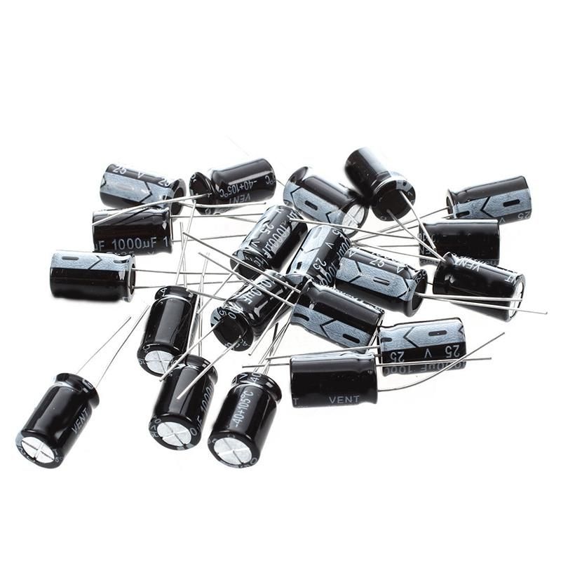 20 Pcs 1000uF 25V 105C Electrolytic Capacitors Black 10x17mm