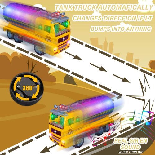 Tanker Toy Truck For Kids With Flashing Lights With Free Battery