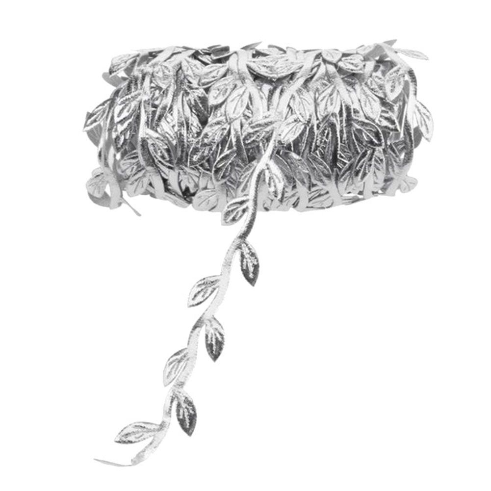 10m Artificial Vine Leaf String Wreath Ribbon Craft-Silver