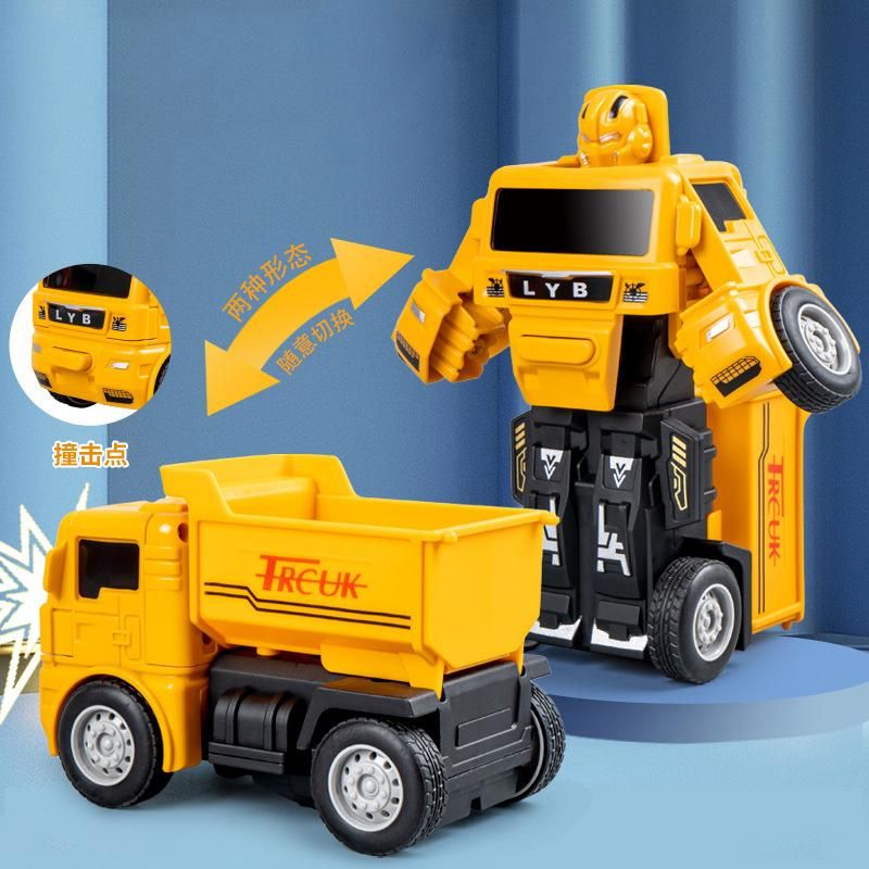 Children's Inertia Impact Transform  Toy Plastic Deformation Engineering Car Excavator Mixer Rescue Car Transforming