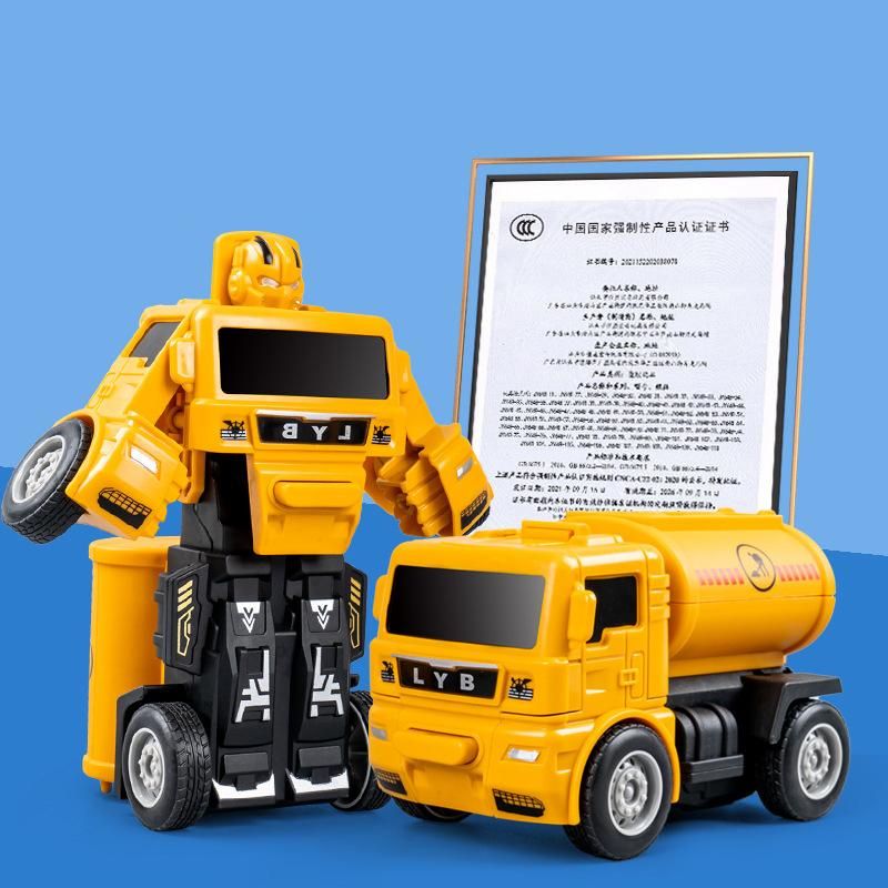 Children's Inertia Impact Transform  Toy Plastic Deformation Engineering Car Excavator Mixer Rescue Car Transforming