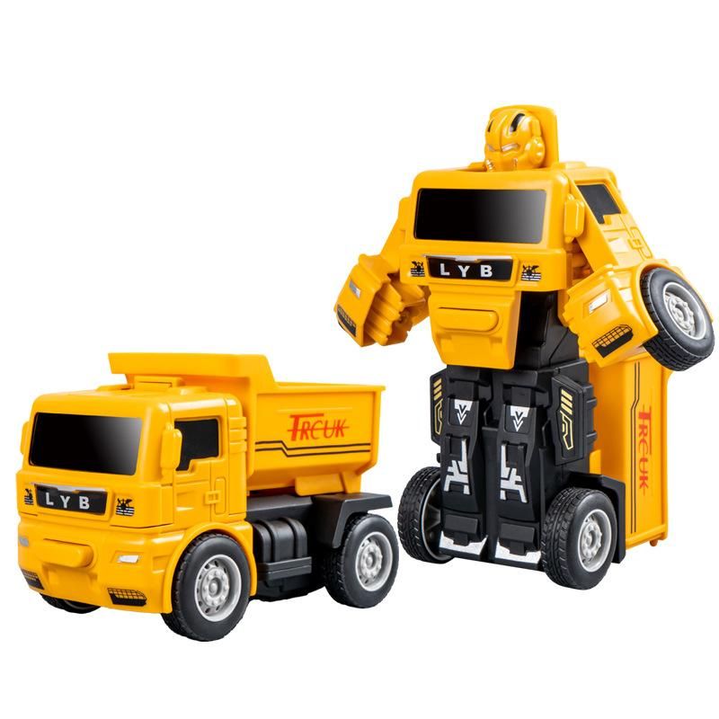 Children's Inertia Impact Transform  Toy Plastic Deformation Engineering Car Excavator Mixer Rescue Car Transforming