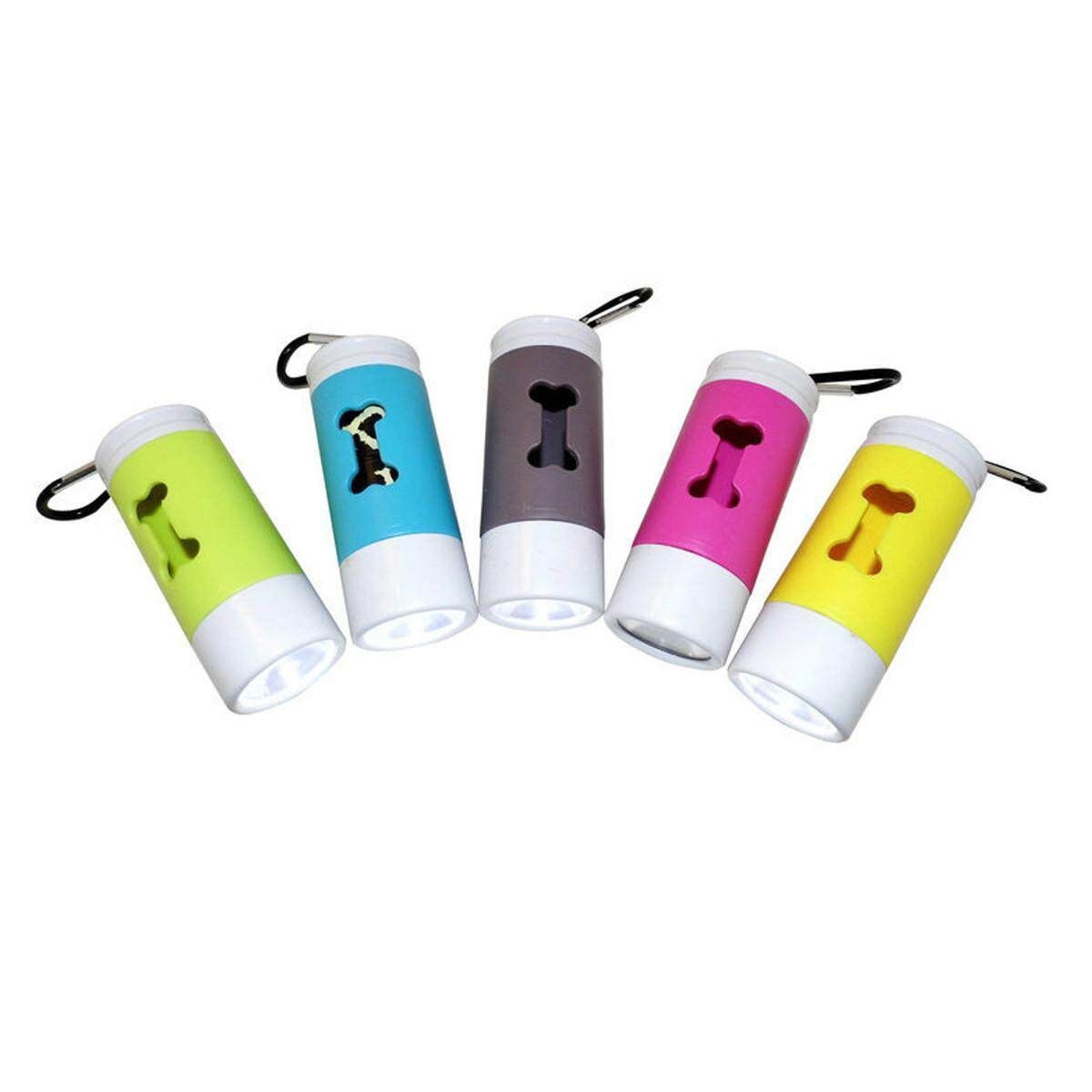 Plastic Flash Light Dispenser For Pet Dog Cat Poop Scoop Litter Bags Roll Refill